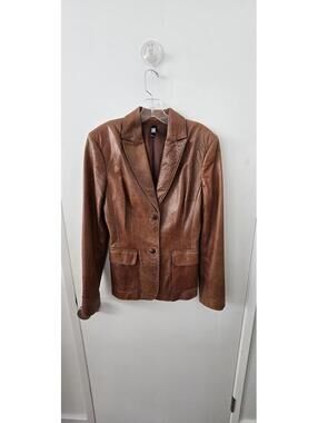Brown Leather Blazer Jacket for Women